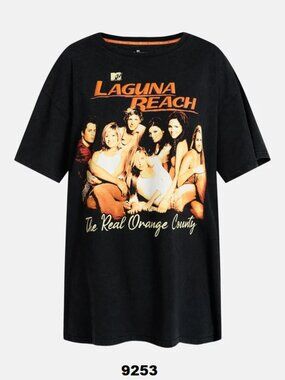 N.W.T Laguna Beach Women's X-Large Black Oversized 2-Sided Graphic Tee Shirt
